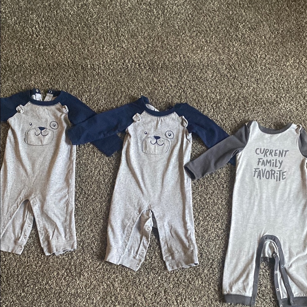 Carter's Gray and Blue Footies Cozy One Piece Set